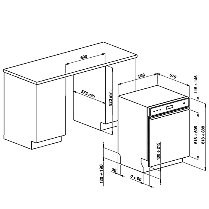 Bản vẽ kỹ thuật máy rửa bán âm Hafele SMEG PL4338XDE 536.24.613